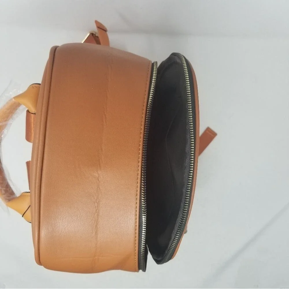 Brown and Khaki Large Square Backpack Purse